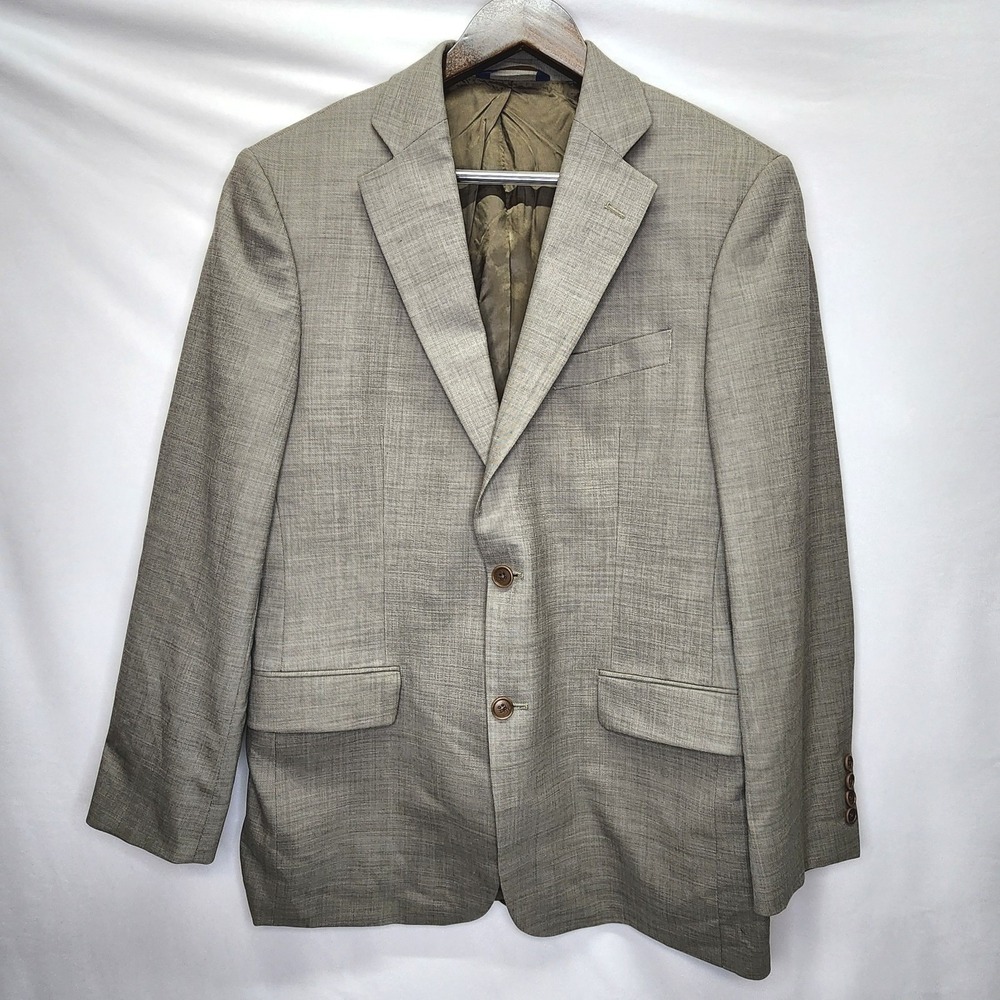 346 Brooks Brothers Stretch Mens Tan Wool Single Breasted Suit Blazer 40R Office